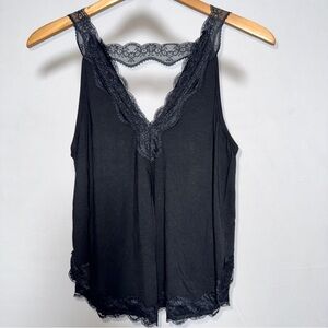 BAR x POL Black Lace Trim Camisole Cami Tank Top. Large. Loose. Flowy.